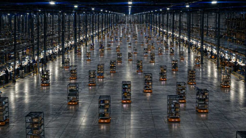 Amazon fulfillment center with Kiva robots
