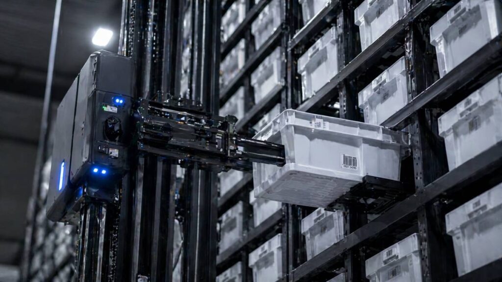 Hai Robotics ACR robot retrieving tote from racking