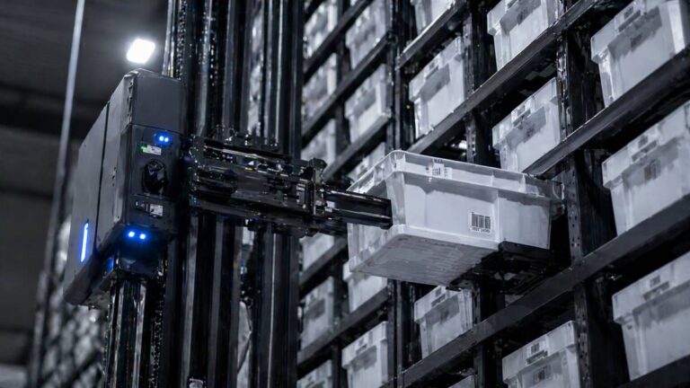 Hai Robotics ACR robot retrieving tote from racking