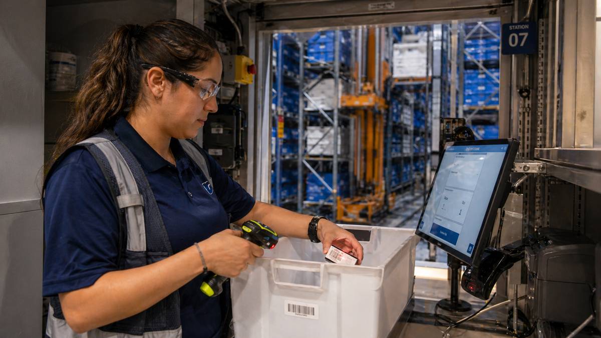 Goods-to-person ASRS picking station with automated tote delivery